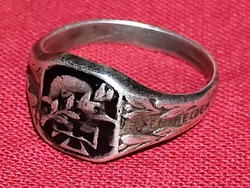 Antique silver German soldier ring