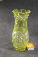 Antik urán zöld kristály váza 981