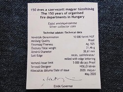 150 éves a Szervezett Magyar Tűzoltóság .925 ezüst 10000 Forint 2020 tanúsítványa (id58794)