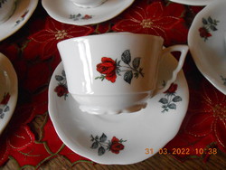 Zsolnay rózsa mintás teás csészék 6 db