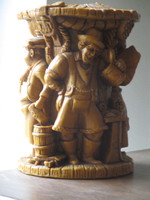 Rare, especially beautiful large wax candle with many figures 25 cm high