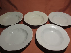 5 pcs old white zsolnay deep plate
