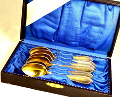 Beautiful antique wellner gilded and silvered coffee teaspoon set!