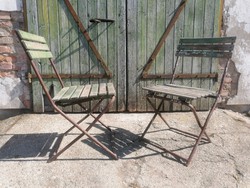 Mid century retro loft fémvázas összecsukható strandszék büfészék kocsmaszék kerti szék 2db. 50es év