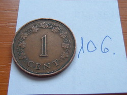 Malta 1 cent 1975 90-70% copper, 10-30% zinc, george cross 106.