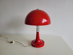Old retro metal tableware with mushroom lamp mid century