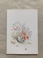 Postatiszta Virágos képeslap - Richter Ilona grafika  -  " Kék virágú varjúháj "