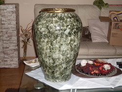 Régi réz tűzzománc nagy padló váza