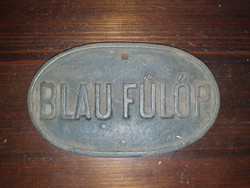 Antique cast iron sign. Blau grass. With subtitles