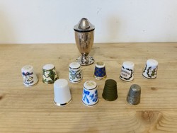 Silver-plated pepper spray and 10 pieces of porcelain and metal thimbles