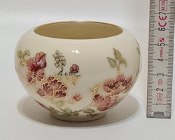 Zsolnay virágmintás kis porcelán kaspó (2178)