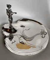 Szecessziós Antik Ezüst (1.100 gramm) Kínáló, táncoló női szoborral!