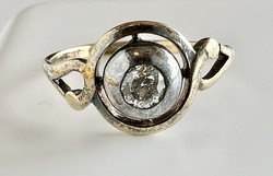 About 1 forint! Antique button brilliant (0.2 ct) gold (2.1 g) ring with snow white stone!
