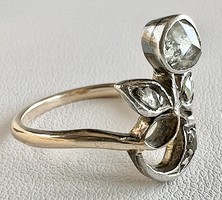 Antik Szecessziós Gyémánt Arany (3,6 g) Gyűrű kb. 0,8 Ct Holland Rózsa csiszolású kővel.
