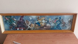 Bordás Ferenc szép festmény akvárium 72x20 cm