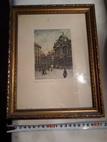 1936 beautiful colored etching (?) Vienna