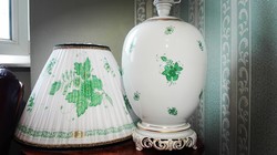 Gyönyörű zöld Apponyi Herendi porcelán asztali lámpa