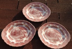English pink grindley english country inns staffordshire scene oval large bowls / 3 pieces in one