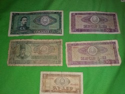 Régi  bankjegyek román lej vegyesen 96 lej összértékben egyben a képek szerint