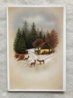 Postatiszta kinyithatós Karácsonyi képeslap - Hatvany Józsefné