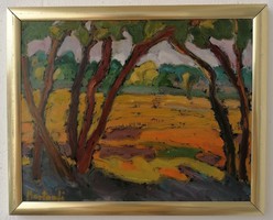 Mártonfi benke Márta (1958-): sunny grove. Marked oil painting.