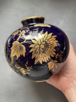 Lavishly hand-gilded lindner echt cobalt sphere vase
