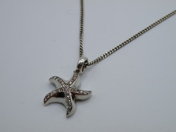 KK1382  ezüst nyaklánc és áttetsző köves tengeri csillag medál  925 fémjelzett