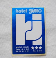 Retro matrica Hotel Juno Miskolc - Tapolca Csabai út 2-4