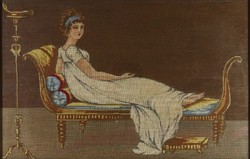 1I548 antique needle tapestry: muse