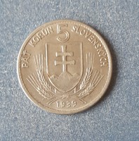 Szlovákia - 5 korona 1939