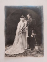 Régi esküvői fotó katona fénykép menyasszony vőlegény
