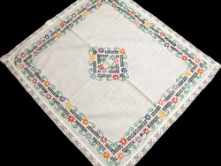 Tablecloth embroidered with cross stitch pattern 53 x 48 cm