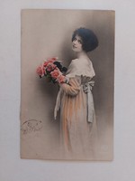 Old postcard photo postcard with lady rose