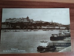 Régi képeslap, Budapest, A Duna part egy része és a királyi vár, német lap