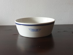 Extrém ritka utasellátó feliratú tál tányér Zsolnay porcelán fehér kék retro utasellátós relikvia