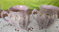 Rózsaszín porcelán H&C cseh bögre virágos