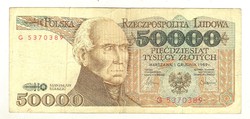 50000 zloty zlotych 1989 Lengyelország 1.