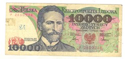 10000 zloty zlotych 1987 Lengyelország 1.