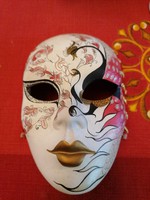 Signed, hand-painted, fantastic Venetian mask made of ceramics.