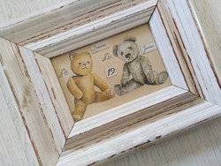 Vintage teddy bear / photo frame