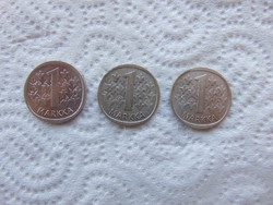 Finnország 3 darab ezüst 1 márka 1967 LOT !