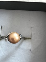 ezüst gyűrű tenyésztett arany színű gyönggyel