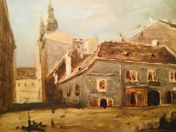 SCHICKEDANZ ALBERT (1846-1915): A Duna és a Torony utca sarok 1884.