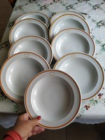 Porcelain deep plate 9 pcs for sale Alföld porcelain yellow striped deep plate