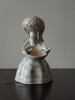 Extrém ritka Aquincumi hamupipőke Ősz-Szabó Antónia madaras tálas lány aquazur kék porcelán figura