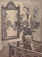 Gaál domokos (1940-2009) flowers - very high quality etching from the 1950s-60s (with invoice)