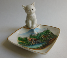 Geiersthal Langer & Jahn porcelán gyűrűtartó tálka cicával
