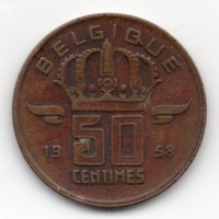 Belgium 50 belga centimes, 1958, vallon