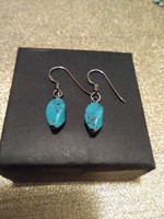 Turquoise stone earrings with silver accessories + gift