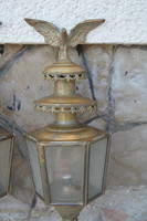 Antik réz hintó lámpa csiszolt üveggel 70 cm magas